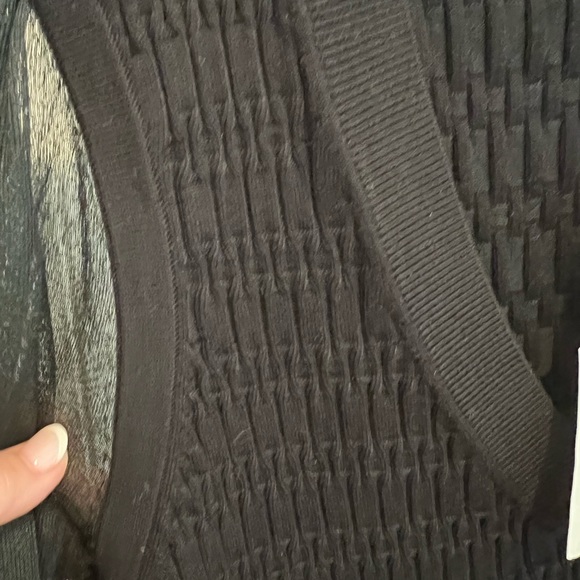 Anthropologie Tops | Maeve Anthropologie Sheer Sleeve Black Top - Picture 5 of 7